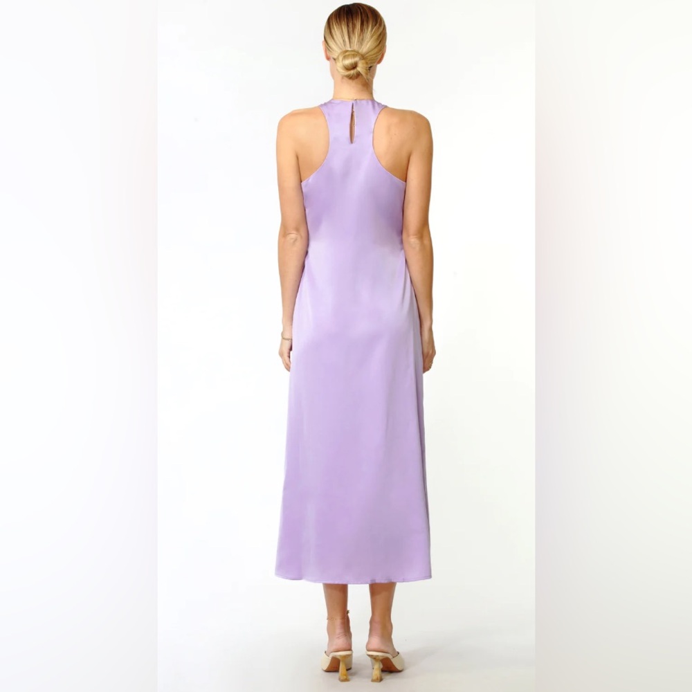 Greylin Fiona Satin O-Ring Midi Dress Violet, NWT - Picture 2 of 2